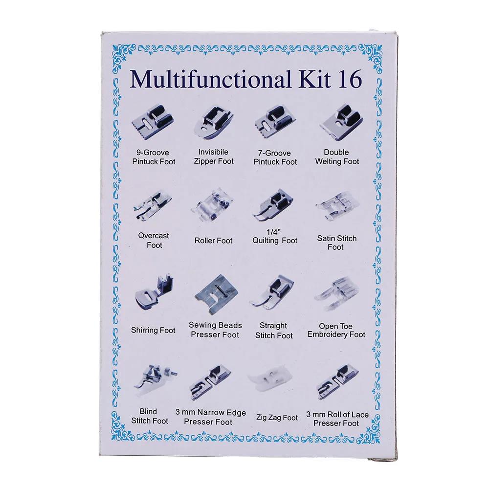 INNE 16Pcs/Set Sewing Machine Accessories Presser Foot Supplies Household Kit Set With Box For Brother Singer Parts DIY Tailor