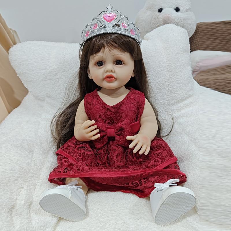 55CM Dudu Simulation Doll Vinyl Doll Baby Soft Rubber Toy Full Glue Baby Doll