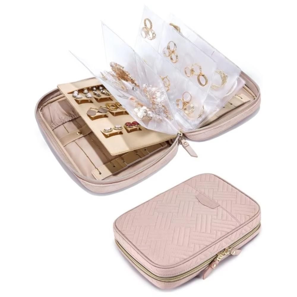 BAGSMART Jewelry Travel Organizer Case for Home Jewelry Organizer Storage Ring Binder Clear Bags Zipper Rolls Pouch for Necklaces