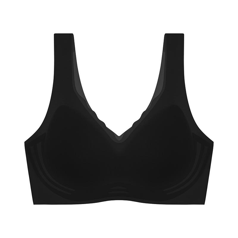 

Ice silk seamless summer big chest display without steel ring beautiful back sports large size bra cover seamless M( 45-52.5kg ) чёрный