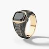 Huajie Gold Black Contrasting Colors Square Zircon Inlaid Business Rings for Men Engagement  Fashion