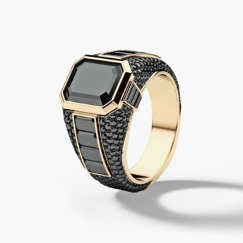 

Huajie Gold Black Contrasting Colors Square Zircon Inlaid Business Rings for Men Engagement Fashion 13 чорний