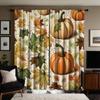 2pcs HD Harvest Festival pumpkin green Maple Leaf decorative curtain Yellow tie digital printed curtain Home Decoration style