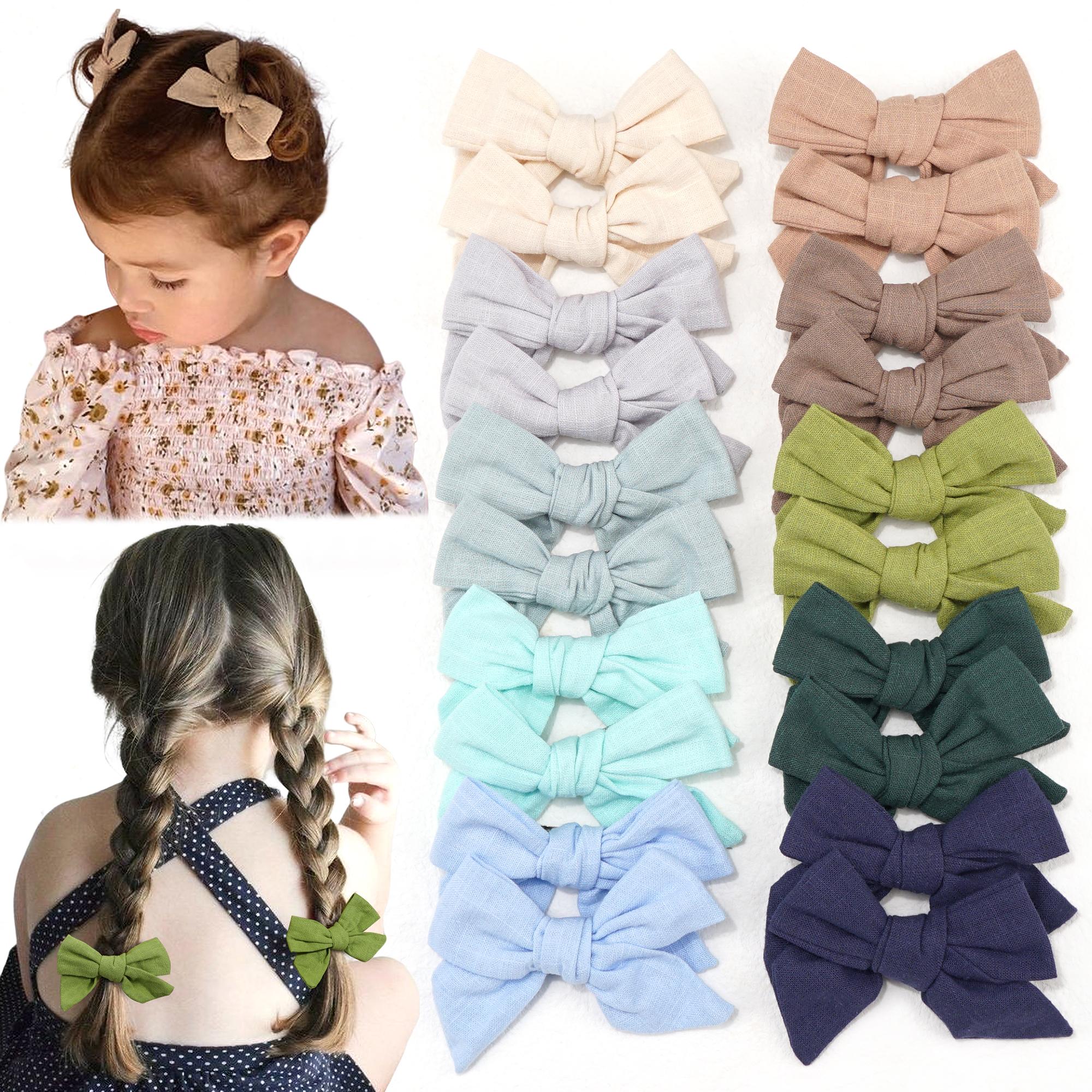 

20Pcs/Lot 10Colors Girls Cotton Hair Bows Clips Cute Barrettes Headwear Boutique Hairpins Kids Children Hair Accessories