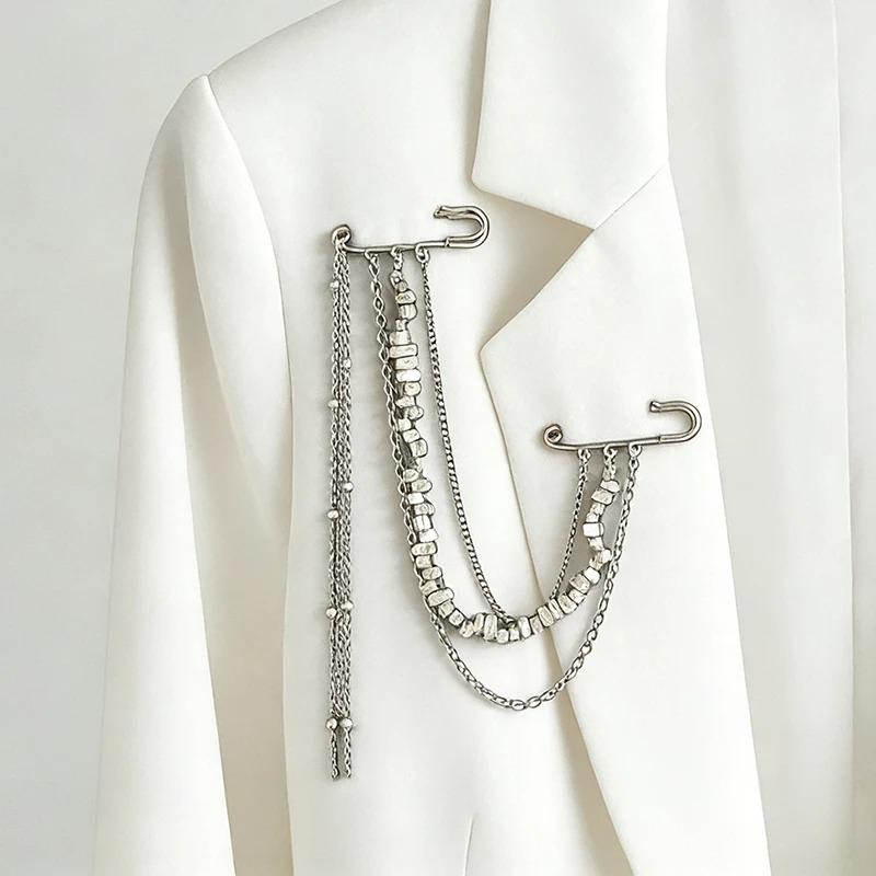 2026 Exaggerate Long Tassel Chain Brooch Women Handmade Beaded Many Layer Chain Multi Functional Fixed Pin Pants Clothes Decor