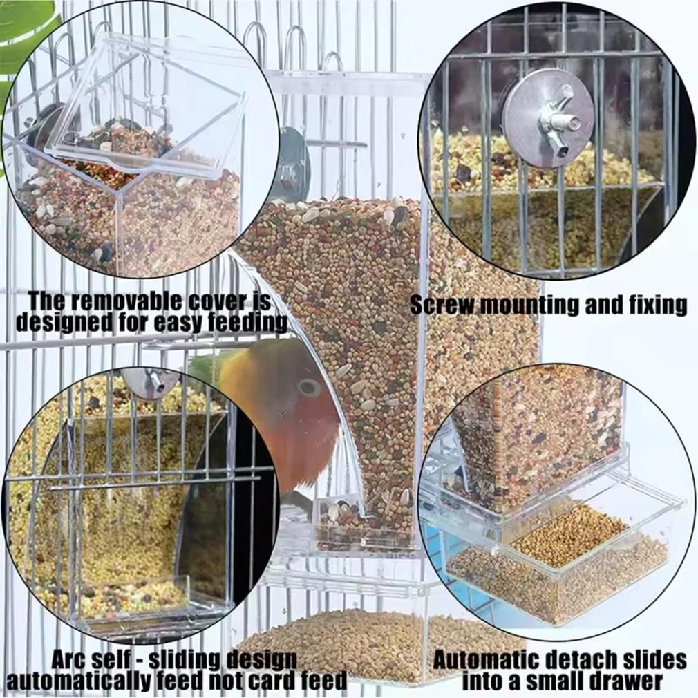 1PC Parrot Feeder Anti-Spill Transparent Bird Food Box Clear Feeding Device for Parrots Durable Bird Feeding Box