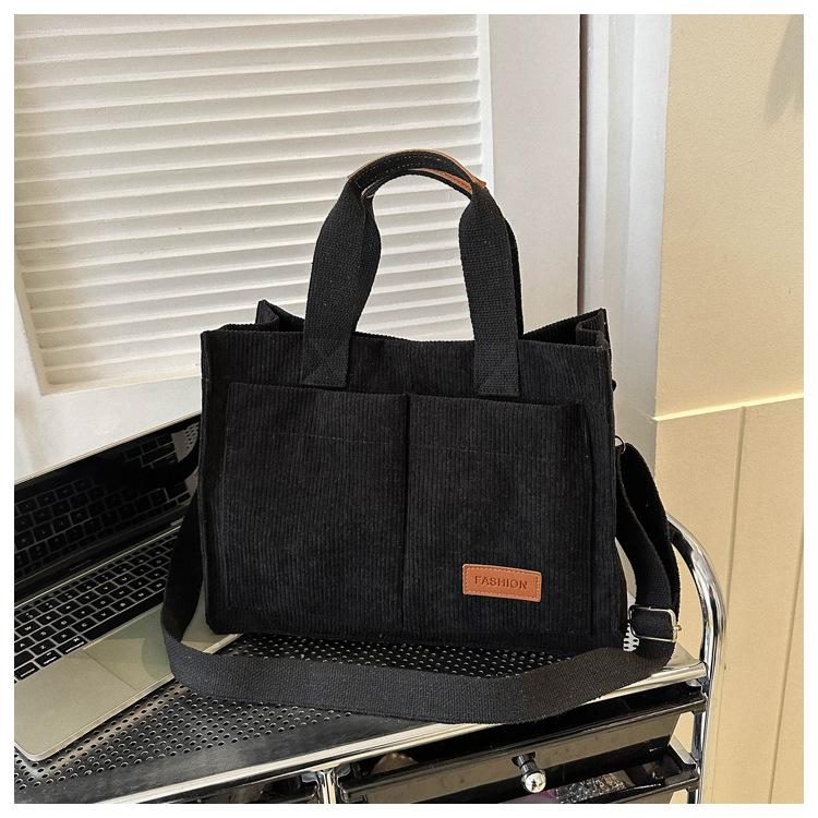 

New Corduroy Large Capacity Fashion Handbag Single Messenger Bag Casual Fashion Versatile one size fits all чёрный