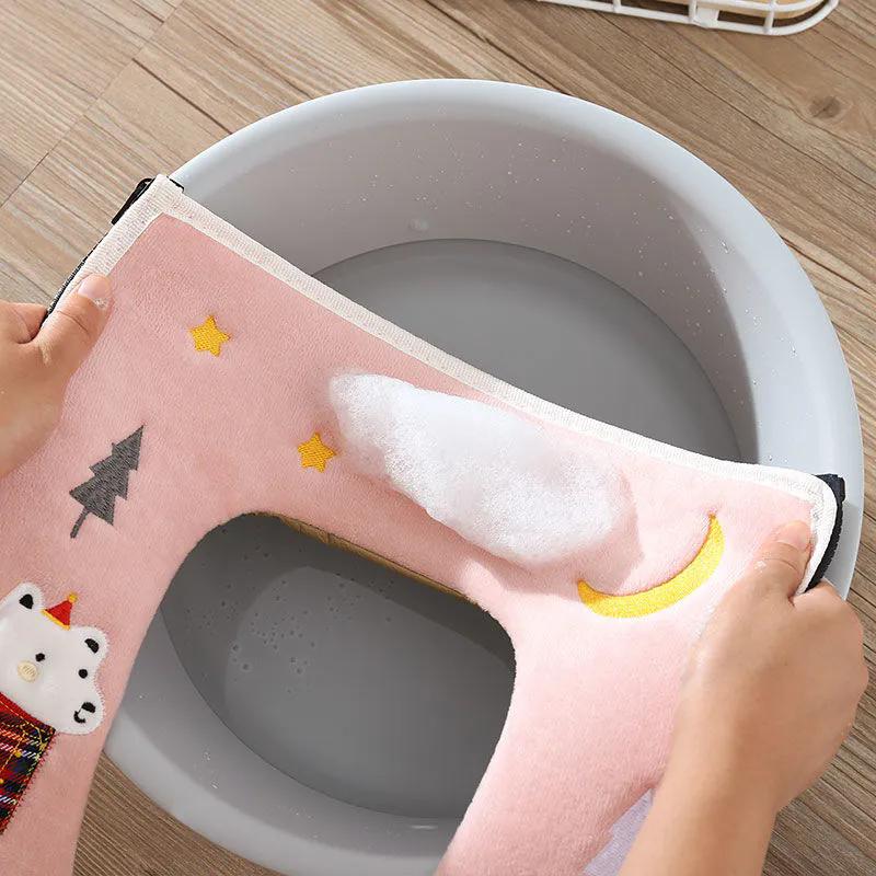 WTEMPO Large Household Toilet Seat Cover Pads Thickened Warm Toilet Seat Cushions Printed All-season Universal Toilet Seat Covers