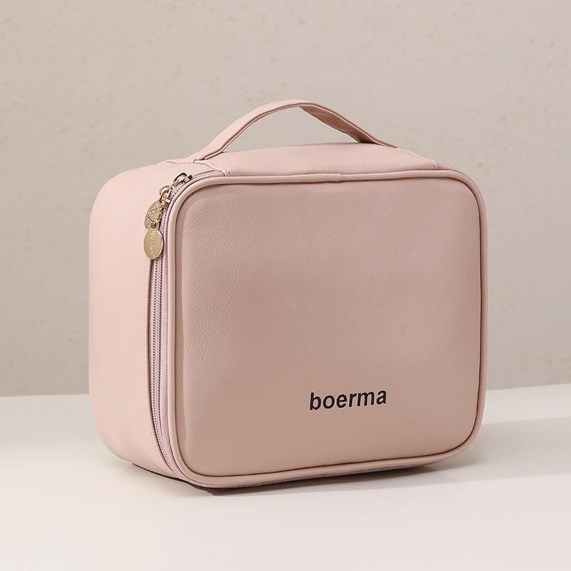 Elegant Pu Cosmetic Bag With Multiple Compartments For Travel And Home Use