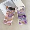 Luxury Pink Purple Marble Pattern Transparent Phone Case for Samsung Galaxy Z Flip 7 Flip 6 4 3 Folding Cover for Z Flip7 Flip5