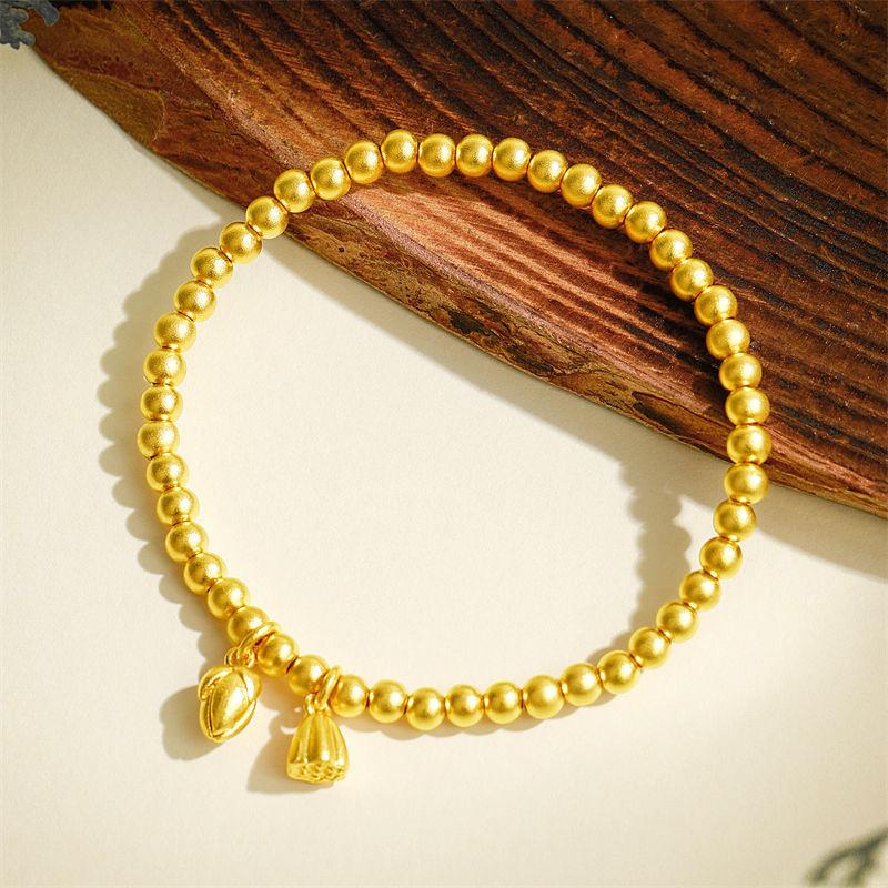 Metal Golden Bead Bracelet Stylish Bangles For Women Golden Chain Bracelets Daily Party Lucky Jewelry Accessories