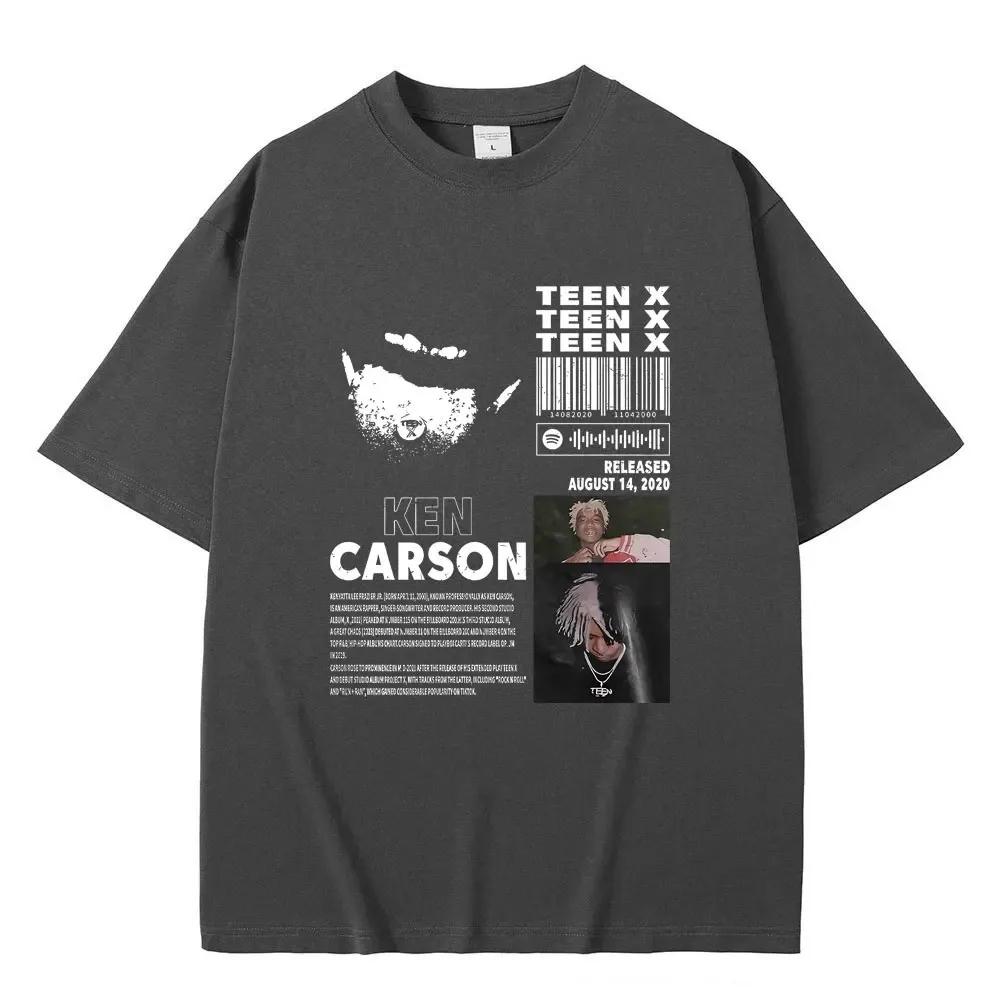 Rapper Ken Carson Teen X Album Musicale Grafica T-shirt Playboi Carti Opium Stampa T-shirt Uomo Donna Hip Hop Oversize