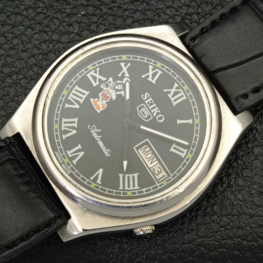 USED VINTAGE SEIKO 5 AUTOMATIC 7019A JAPAN MENS BLACK COLOR DIAL WATCH a433711-2 R118-a433711