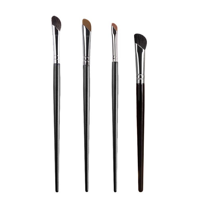 Schräger Sichel Pinsel Set für Make-up: Lidschatten-, Nasenkontur-, Unteraugen-Highlight- und Eyeliner-Pinsel aus Rosshaar und Wolle
