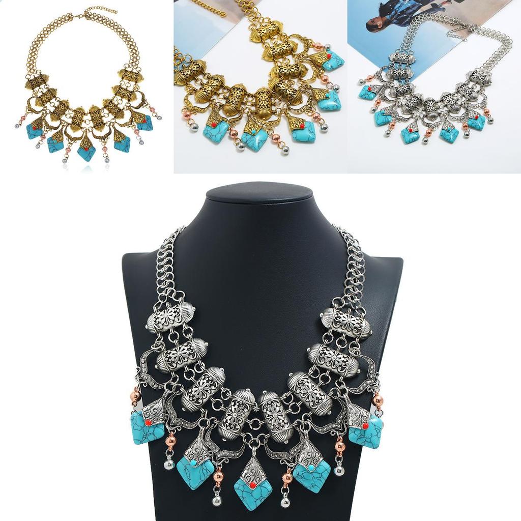 Retro Europäischer Stil Kastenketten Halskette Mit Legierungs-Finish Für Damen Accessoires