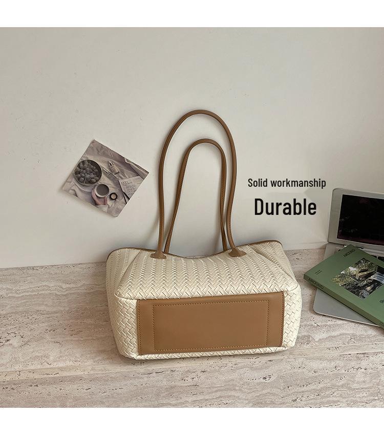 Woven Texture Women's Large Capacity Tote: 2026 High-End Casual Work & Commute Shoulder Bag