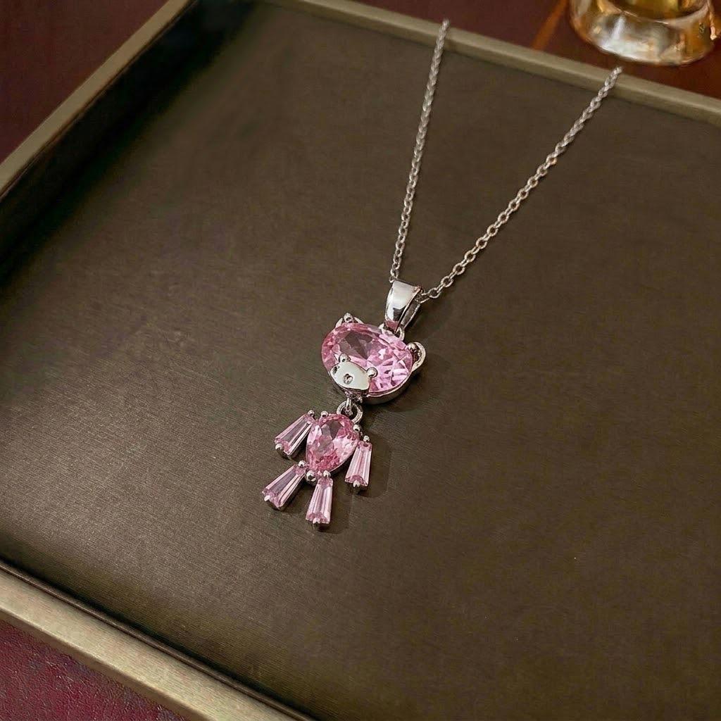 Women's Cross-Border Fashion Necklace with Colorful Zirconia Heart and Titanium Steel Clavicle Chain