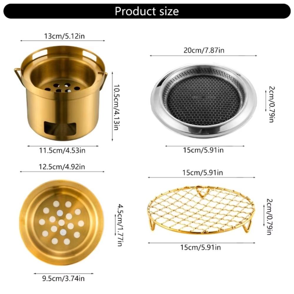 Gold/Silver Stainless Steel Camping Stove Rust-proof Grilling Stove Barbecue Stove  Picnic