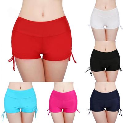 Globaler Verkauf Damen Einfarbiges Bikiniunterteil Seite Plissee Bandage Badeshorts EMA