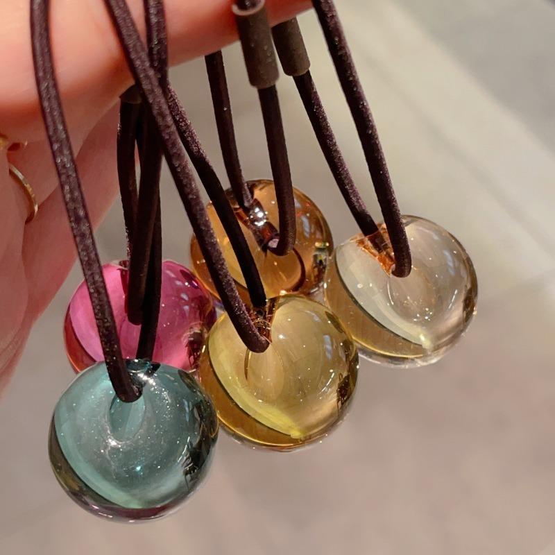 O pereche de elastice noi colorate, luminoase și transparente, cu bile, pentru coadă de cal, elastice cu elasticitate ridicată și benzi de cauciuc