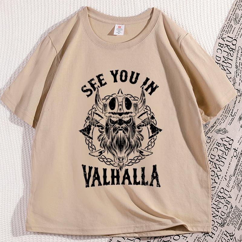 Vintage See You in Valhalla T Shirt Womern Causal Cotton Short Sleeve Round Neck Tshirt Comfortable Round Neck Comfortable Tee
