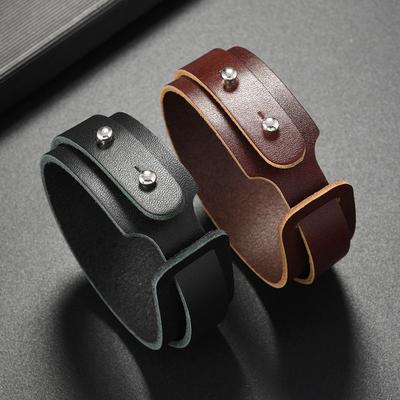 Trend Jewelry Vintage Handmade Weave Genuine Leather Bracelet Men Personalized Cuff Wide Leather Bracelet Pulsera Hombre