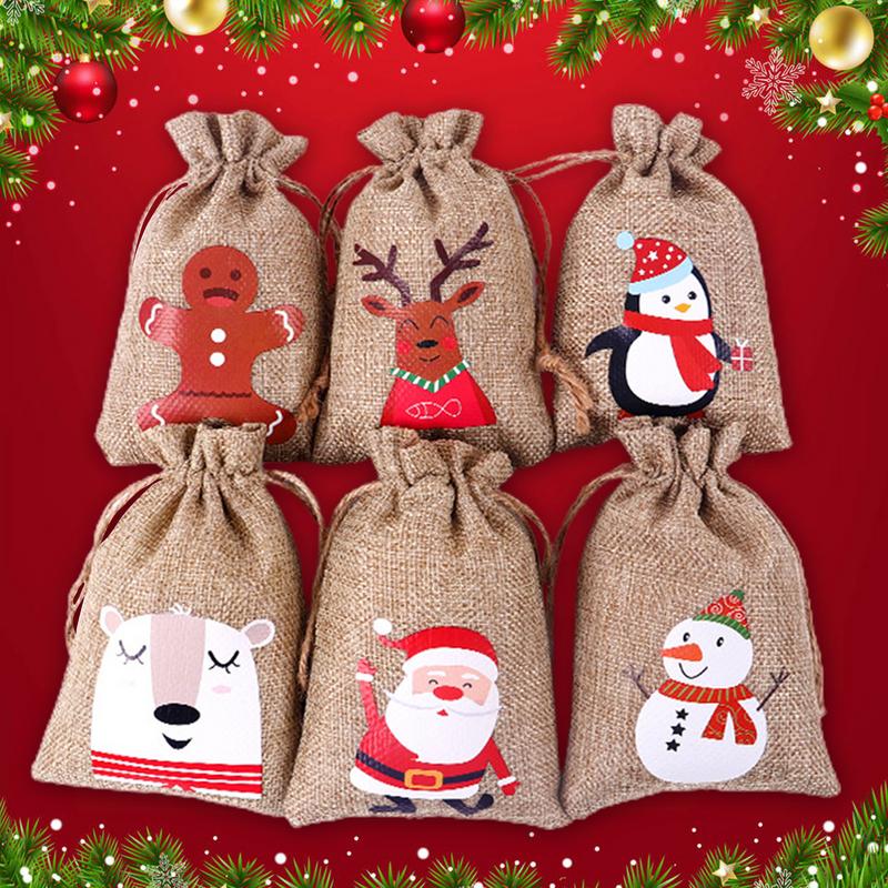 Christmas Advent Calendar Bag Merry Xmas Eve Stocking Home Door Table Fireplace Mantle Decoration Kid Boy Girl Gift Present
