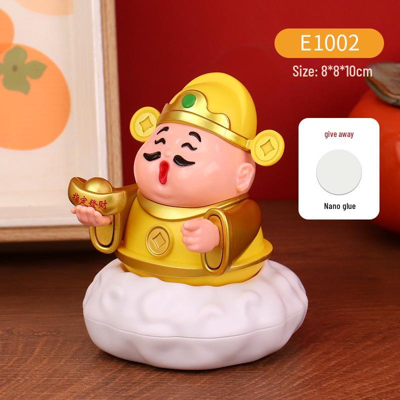 Solar-Powered Fortune God Waving Ornament - Stress Relief & Festive Charm for Car or Office, Perfect Birthday Gift