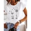 Women's Round Neck Printed T-Shirt Loose Casual Office Short Sleeve