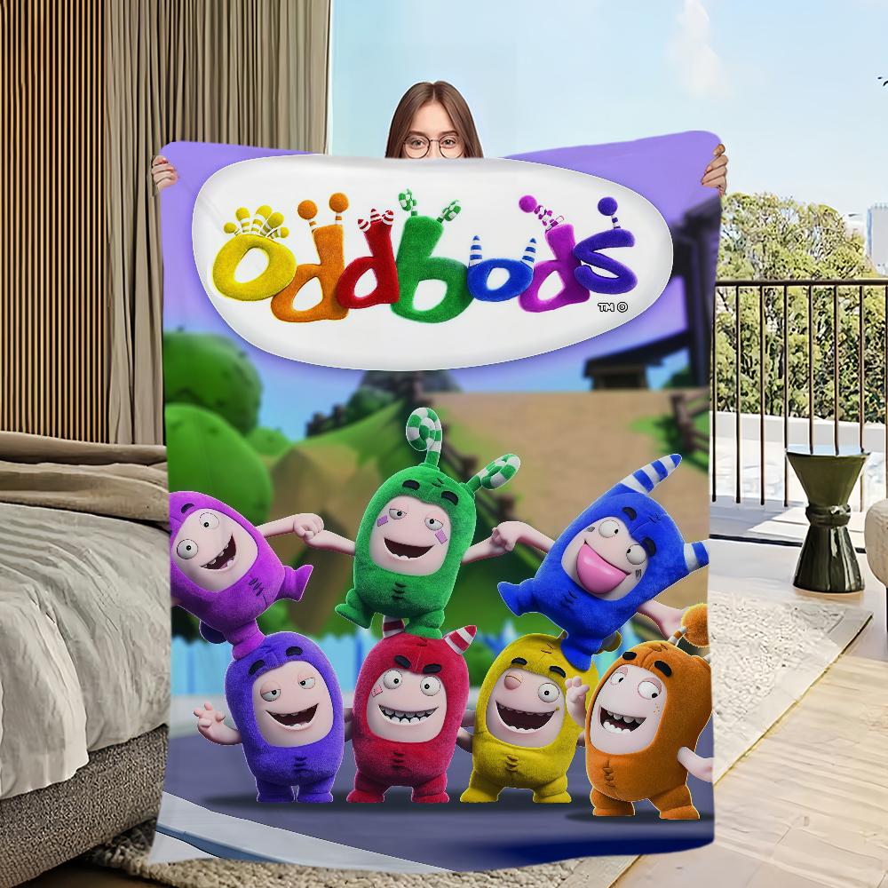Cartoon Cute O-Oddbods-ES Blanket Flannel Warm Comfort Soft Plush Blanket For Picnic Beds Sofas Homes And Bedrooms