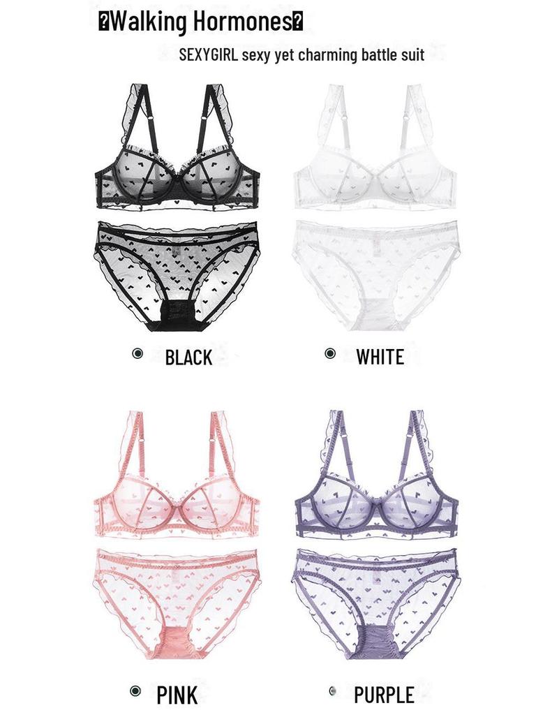 Sommer Französische Spitze Dessous Set für Damen: Ultradünne, Anti-Hänge-, BHs für große und kleine Brust
