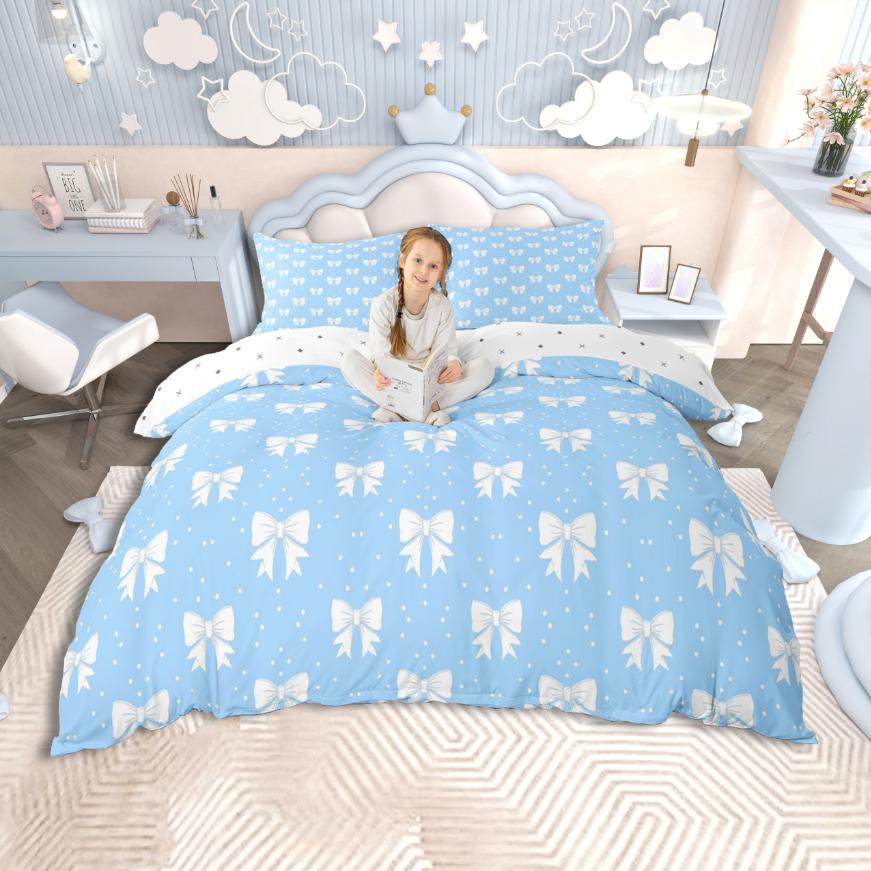 Comforter Homewish Girls Bow Bowtie Bow Knot Ribbon Bedding Setcolorful Glitter Print Bed Set For Princess