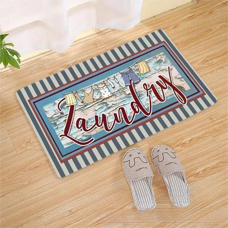 Laundry Room Printed Carpet Non-Slip Soft Entryway Foyer Bedroom Entrance Doormat Laundry Room Floor Mats Home Decoration