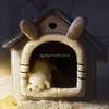 24TE Pet House Bed Indoor Warm Cave Plush Nest Sleeping Bed Lovely Cabin Puppy Winter for Cats and Small Dogs