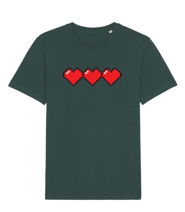 3 Pixel Hearts Retro Gaming Life Bar Videogame Unisexs Fit TShirt