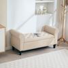 Bedside Storage Bench with Armrests, Upholstered Velvet-Effect Fabric, 126 x 48.5 x 57 cm, Beige