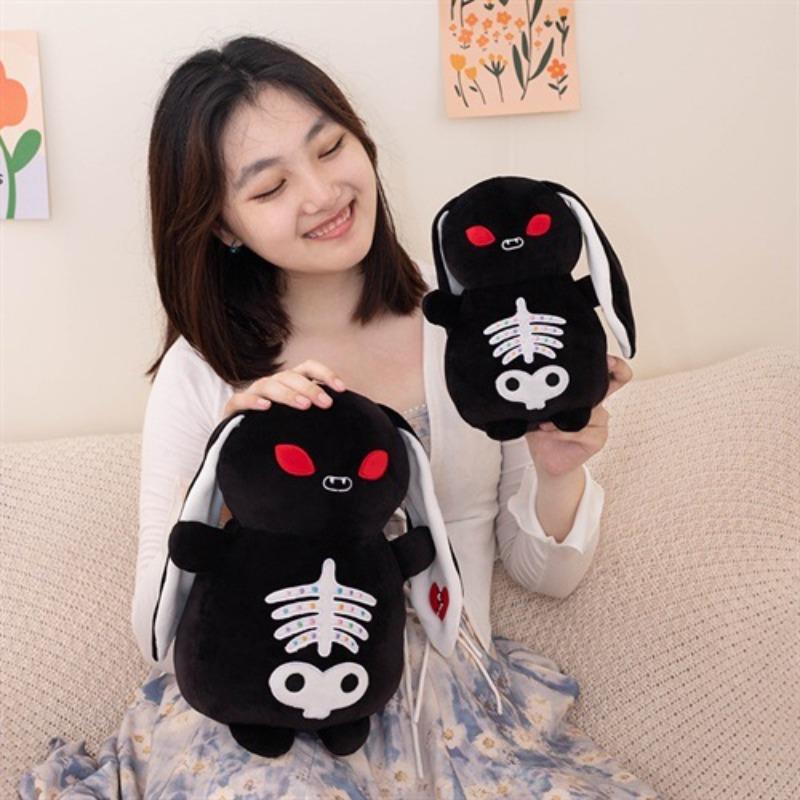 New Doll Cute Black Sweet Skeleton Rabbit Plush Toy for Children's Holiday Gift