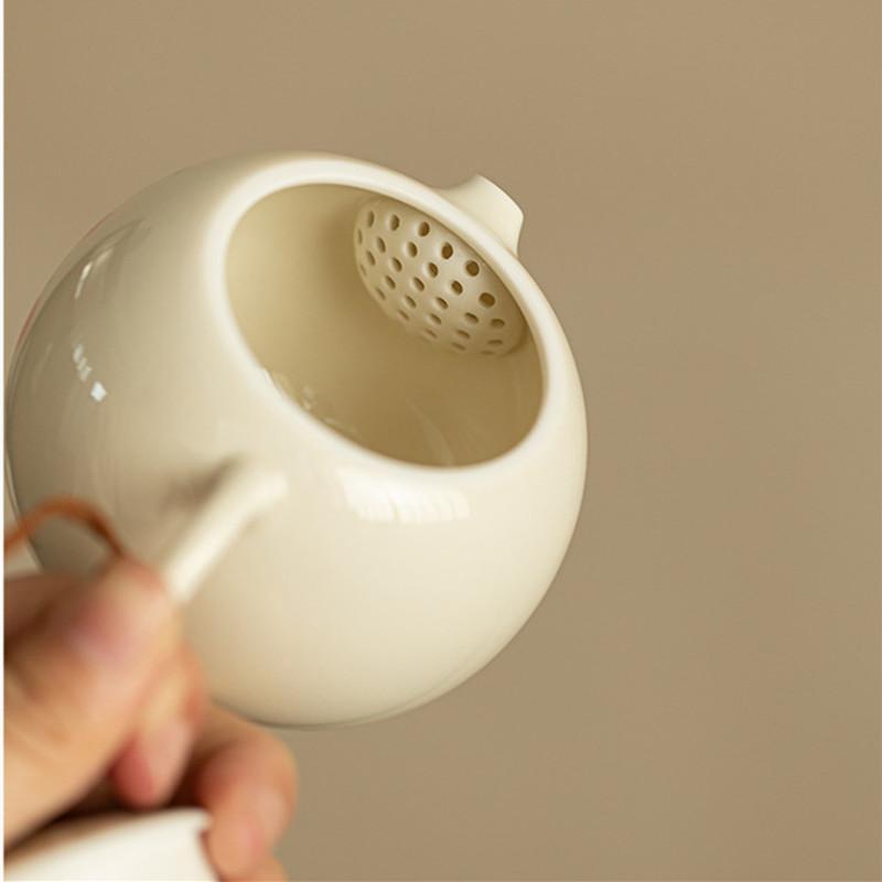 160ml Chinese Ceramic Xishi Teapots Handmade Persimmon Pattern Porcelain Tea Pot Ball Hole Filter Kettle Travel Portable Teaware