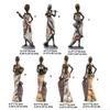 62KD African Woman Statue Retro Exotic Tribal Lady Desktop Ornament Resins Sculpture