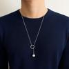 Geometric Shape Long Sweater Chain Luxury Silver Bead Necklace Brushed Round Ball Necklace  Gift