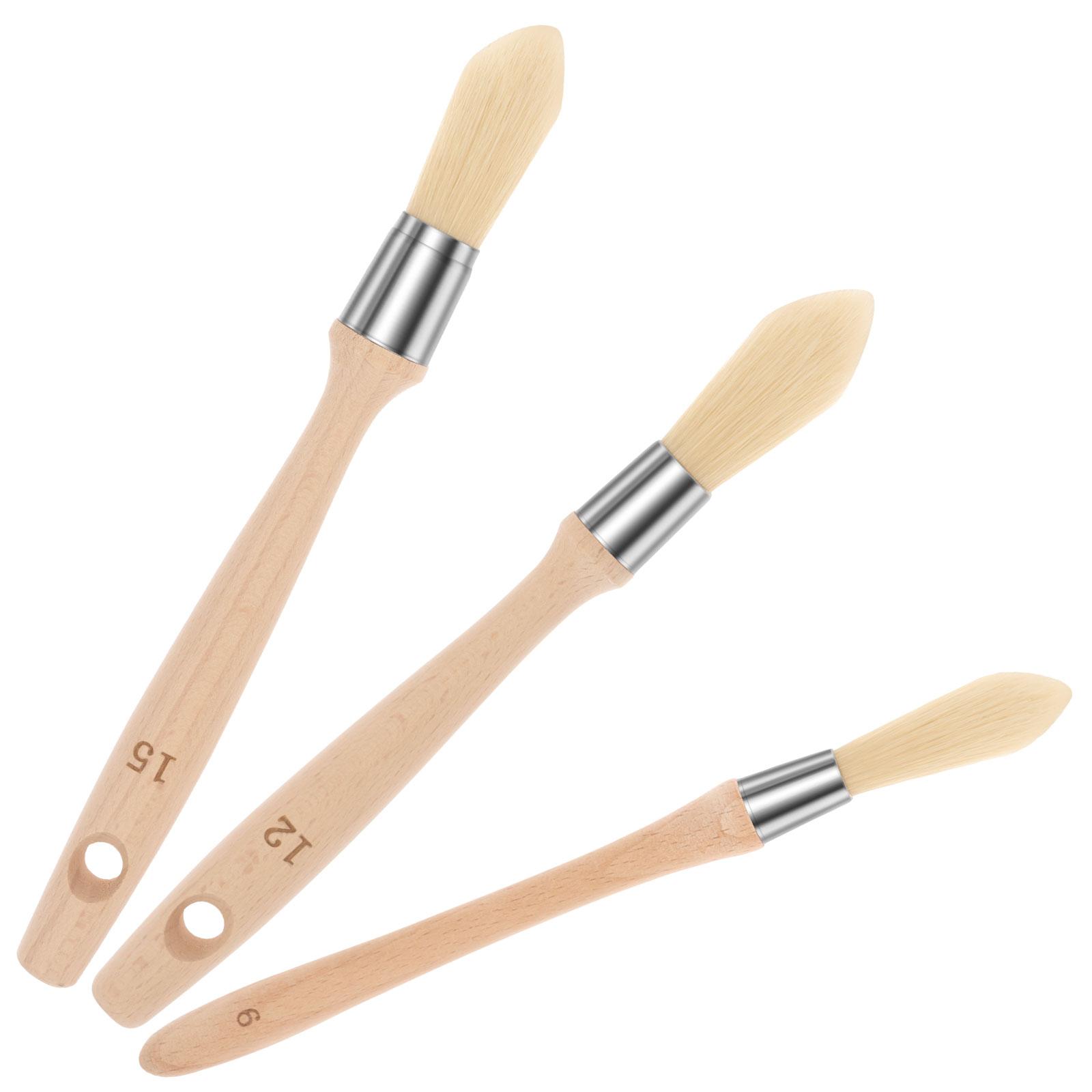 

3/6 Pcs Trim Painting Brush Set Round and Pointed Edge Painting Brush Wooden Handle Paintbrush Edge Painting Tools for Door Wall