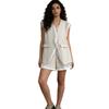 Literary Casual Style Suit Sleeveless Collar Loose Straight Vest + High-waist Lace Spliced Shorts