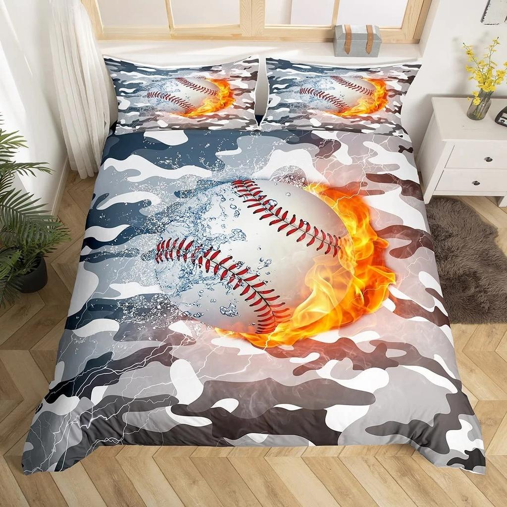 3D Printed Baseball Game Bedding Set Ball Sports Theme Duvet Cover Double Twin Full Queen King Adult Kids Bedclothes Quilt Cover