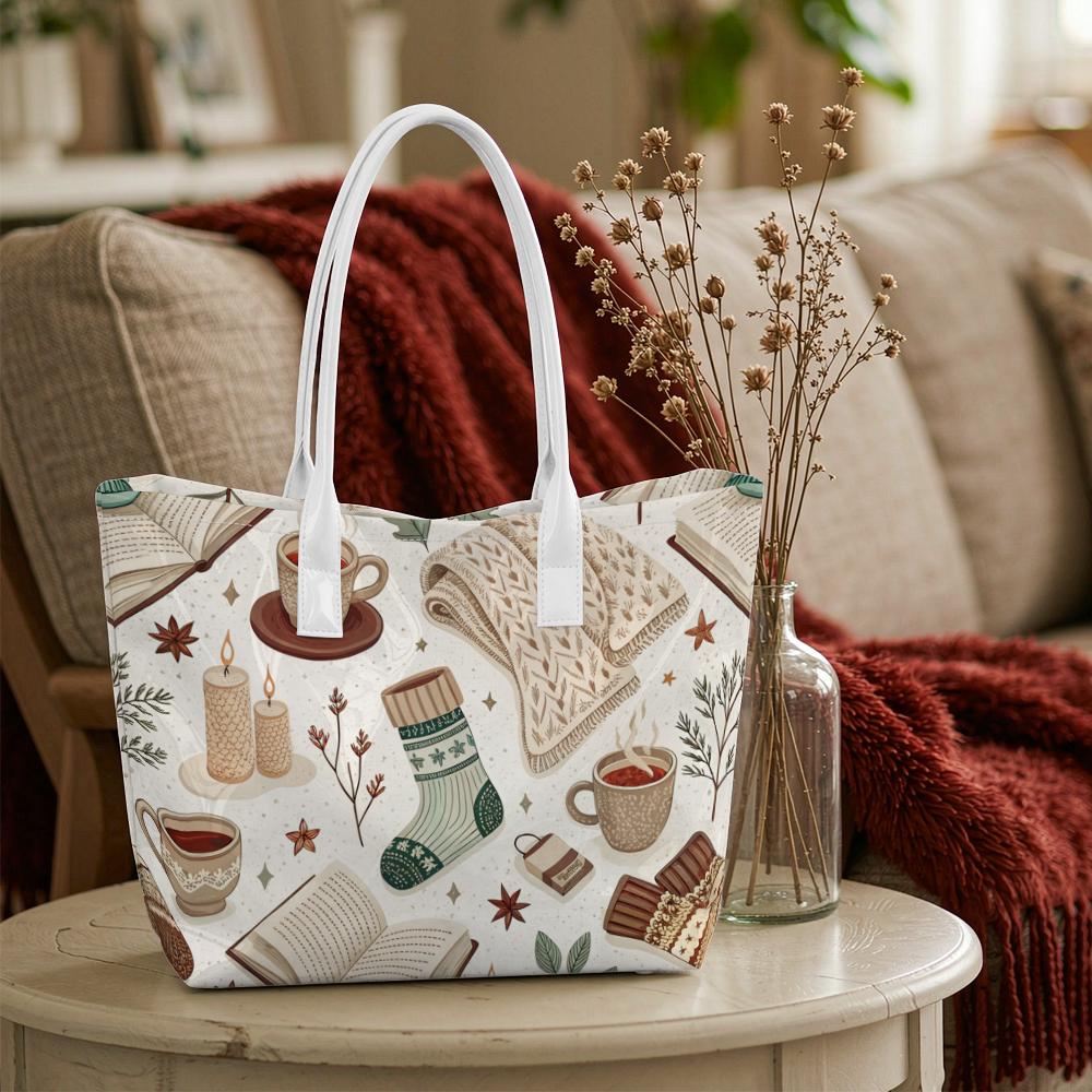 Autumn Winter Cozy Pattern Tote Bag Large Casual Daily Handbag