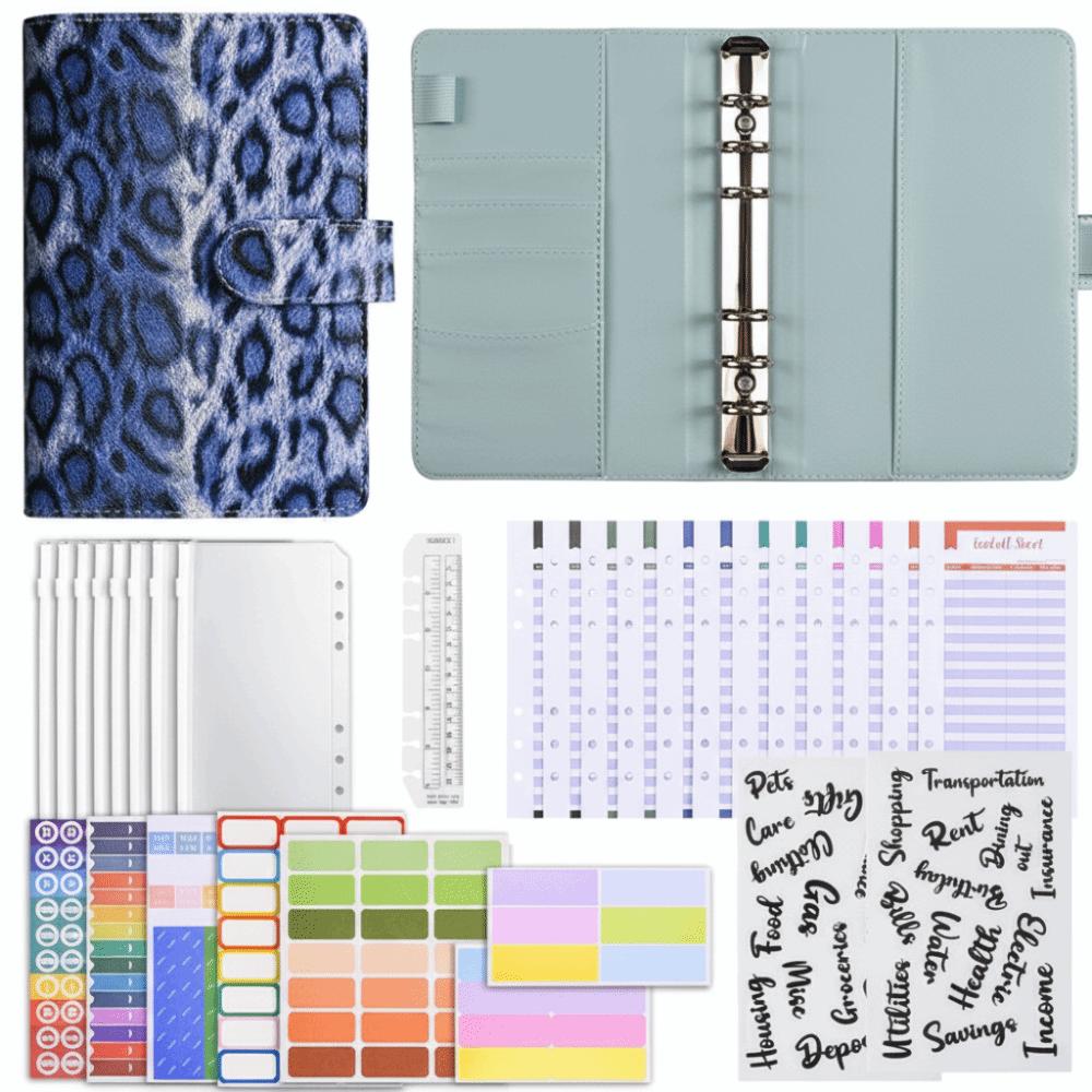 

Цветная сумка для хранения блокнота с 6 отверстиями, карманы-конверты для экономии денег, планировщик бюджета синий