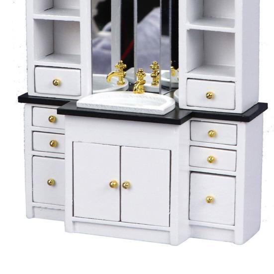Mini Bathroom Cabinet 1:12 Miniature Bathroom Furniture Cabinet Model with Sink Drawers Doll Accessories for Kids Pretend Play