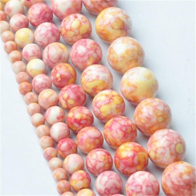 Creative Round Wholesale 4-12mm DIY For Necklace Bracelet Jewelry Making Pendant Natural Rain Stone Spacer Loose Beads
