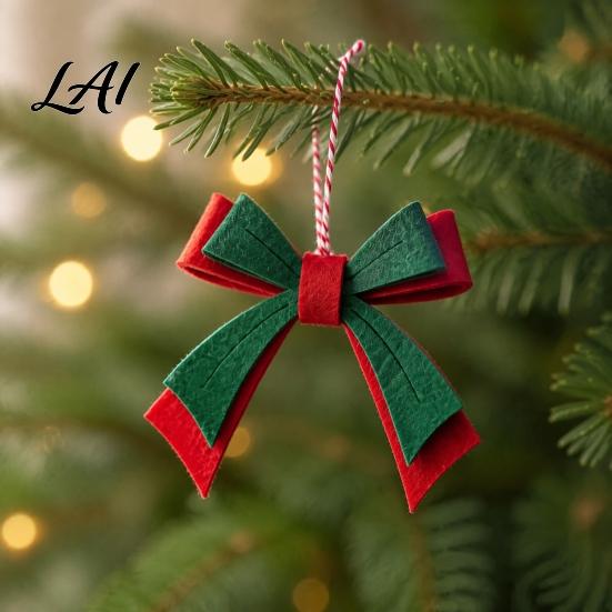 Creative Christmas Gift Decorations Bow Ornament Red Green Boot Bowknot Pendant Xmas Tree Handmade Felt Pendants Hanging Decoration for Holiday Home