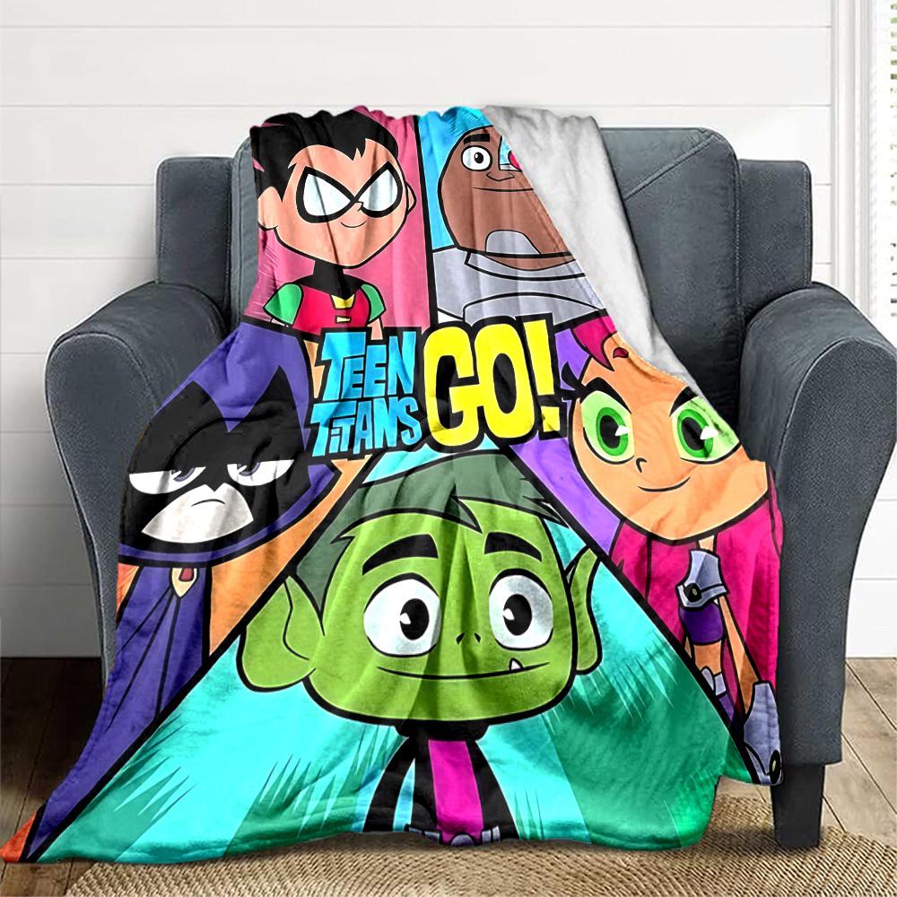 1pc Teen Titans Go! Flannel Throw Blanket - Lightweight Soft Warm All-Season Blanket for Sofa, Bed, Travel, Camping  L1029197
