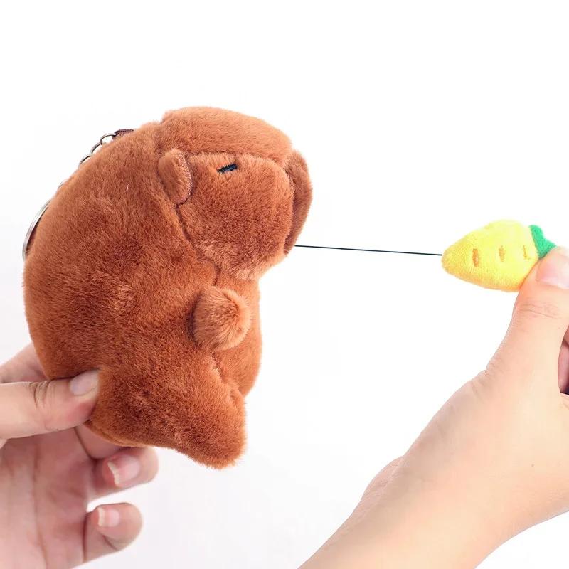 Cute 12cm Plush Capybara Keychain Snot Pulling Charm Cartoon Stuffed Animal School Bag Pendant Gift For Kids Adults